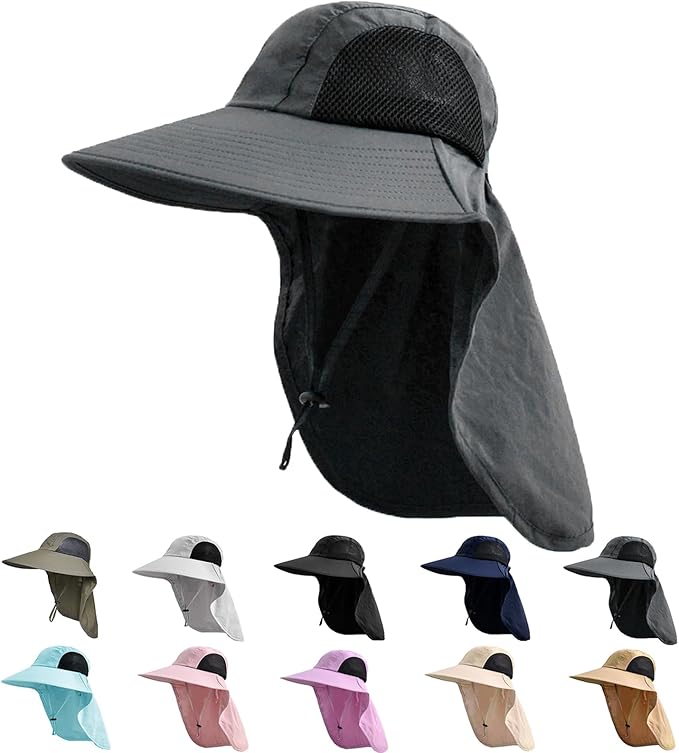 Sun Hat for Men Women with Neck Flap
